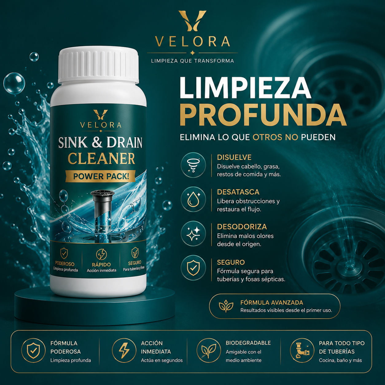 DrainForce™ Destapa Cañerías